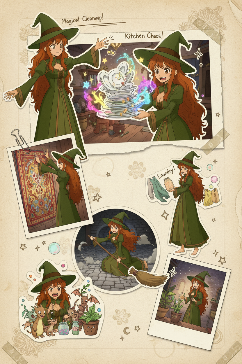 Ceridwen Doing Chores